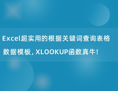 Excel超实用的根据关键词查询表格数据模板，XLOOKUP函数真牛！